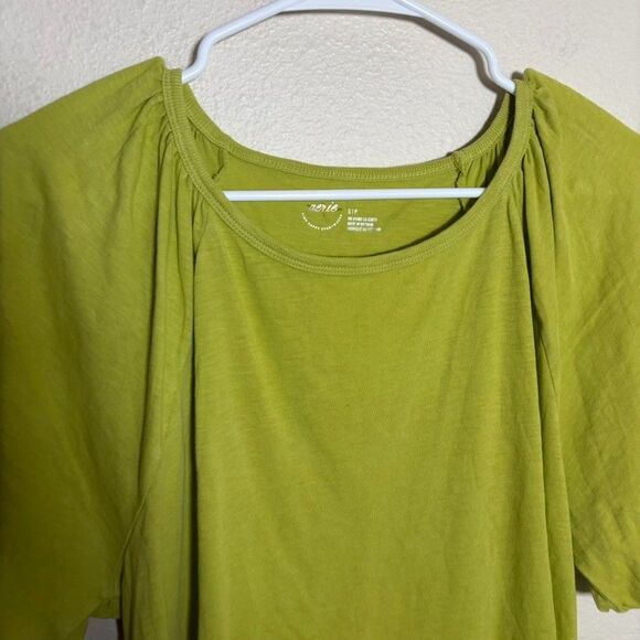 Aerie T-Shirt Women's Small Green Round Neck Puff Sleeve Solid Casual Shirt - Picture 2 of 9